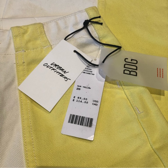 NWT BDG High & Wide Jean - Colorblock yellow and white stripes sizes 26, 27 - Picture 10 of 12